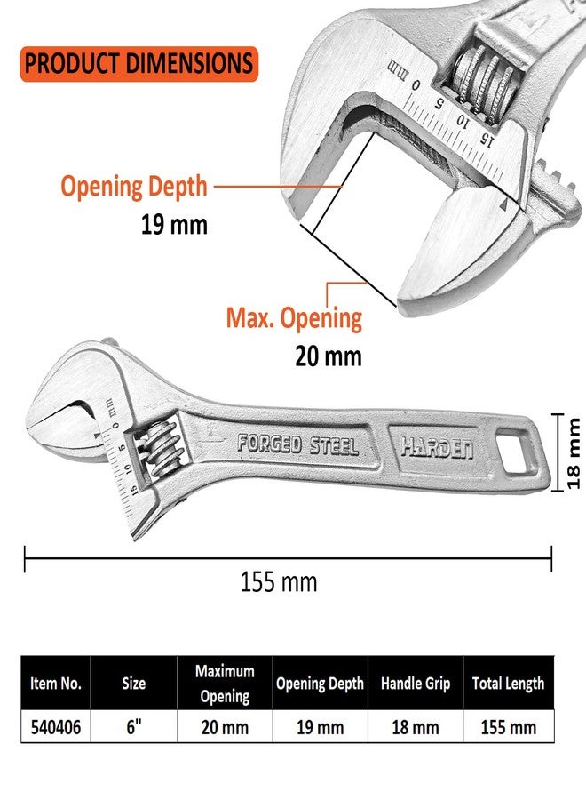 Harden 6" Adjustable C Shaped Spanner Wrench, Carbon Steel, Laser Scale - 540406 - Image 2